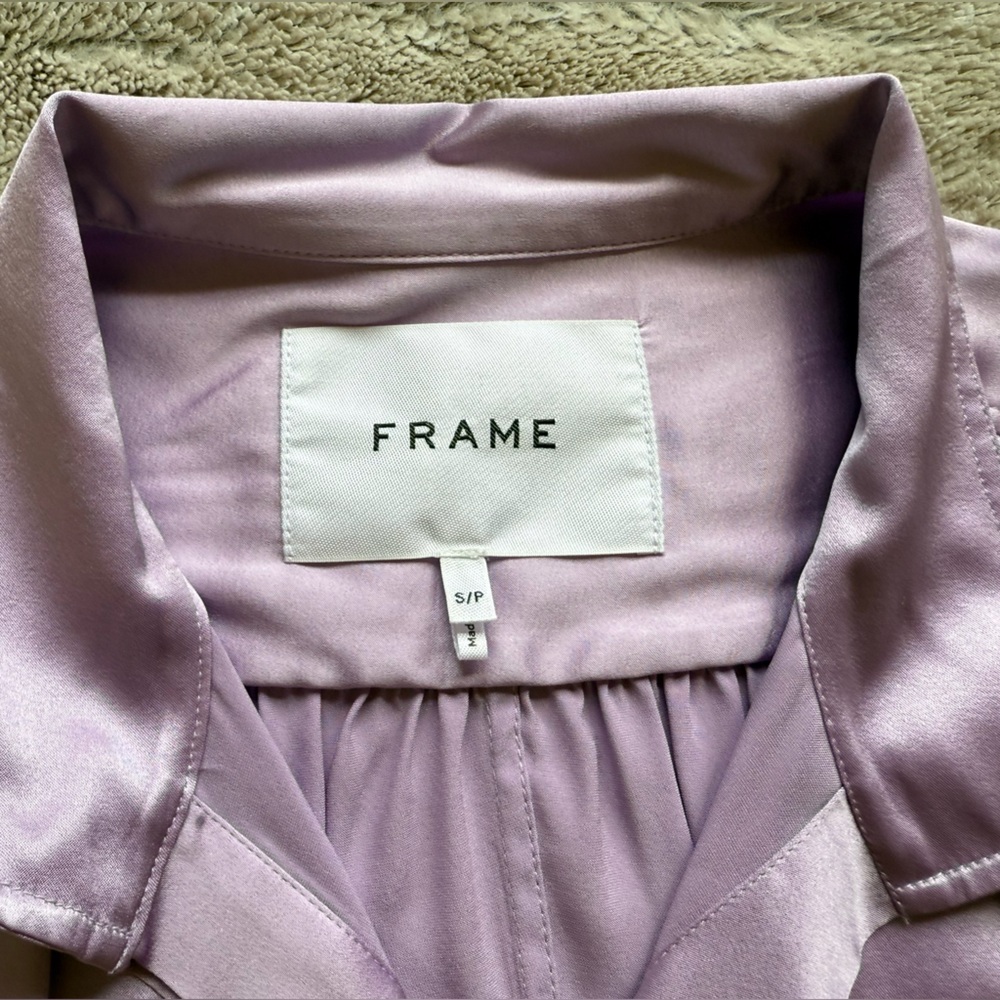 FRAME Gillian Stretch Silk Blouse in Lilac Size S - Picture 10 of 16